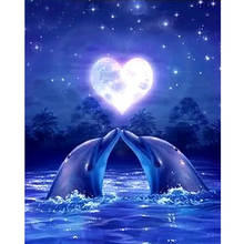 Full Round Drill 5D DIY Diamond Painting Love Dolphins Embroidery Set Cross Stitch Handmade Mosaic Decor Gift 2024 - buy cheap