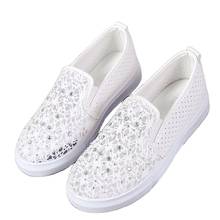 Zapatillas de correr para mujer, zapatos planos con flores, ligeros y suaves, para exteriores, color blanco, 2021 2024 - compra barato