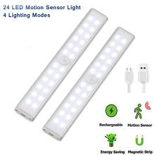 24 LED Night Light With Motion Sensor Closet Light USB Rechargeable Magnetic Stick-on Anywhere for Wardrobe Kitchen Stairs 2024 - buy cheap