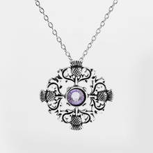 Scottish Thistle Crystal Charm Necklace Vintage Flower Cross Choker Pendant Necklace Scotland Outlander Jewelry For Women 2024 - buy cheap