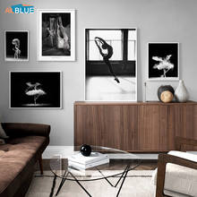 Quadros artísticos para sala de estar, desenho moderno de bailarina, garotas, posteres e impressões, em tela, preto e branco, pintura de parede, decoração de casa 2024 - compre barato