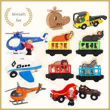 Avião magnético de madeira, brinquedo para crianças, novo trilho ferroviário, helicóptero, caminhão, acessórios, brinquedo para crianças, dropshipping 2024 - compre barato