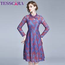 Женское весенне-осеннее элегантное кружевное платье TESSCARA, коктейльное вечервечерние платье с бантом 2024 - купить недорого
