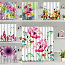 Water Color Flower Shower Curtain Plant Floral Printed Curtains Color Painting Waterproof Fabric Bathroom Decor Bath Screen Hook 2024 - buy cheap