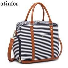 Women Travel Bag Ladies Waterproof Canvas Striped Weekend Bag Overnight Carry on Tote Duffel in Trolley Handle 2024 - buy cheap