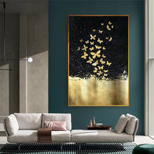 Abstract Golden Butterfly Dancing In The Sky Canvas Painting Wall Art Picture for Living Room Home Decor (No Frame) 2024 - buy cheap