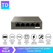 Td TDG1105P-4-63W gigabit switch poe rede switch ethernet 5*10/100/1000mbps rj45 porto 10gbps capacidade de comutação plug play 2024 - compre barato