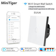 Minitiger EU/UK Wifi Smart Wall Touch Switch Glass Panel Mobile APP Remote Control work with Amazon Alexa Google Home 2024 - buy cheap