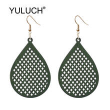YULUCH Fashion Green Wood Water Drop Earrings Personality Fashion Jewelry Women Black Red Hollow Wood Pendant Earrings For Party 2024 - buy cheap