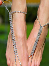Sandália de cristal de strass, tornozeleira boêmia de cristal para mulheres, para praia, com corrente de tornozelo, joias para mulheres 2024 - compre barato
