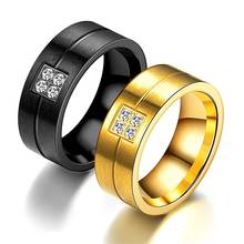 Модное кольцо AsJerlya из нержавеющей стали с фианитом черного/золотого цвета, 8 мм, мужские и женские ювелирные изделия, обручальное кольцо, Прямая поставка 2024 - купить недорого
