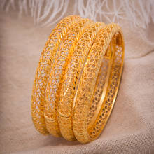 Pulseiras de dubai com 4 lâmpadas, joias africanas com cor dourada e bracelete etíope para casamento 2024 - compre barato