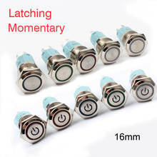 40pcs/lot 16mm Waterproof Metal Push Button Switch With LED light Red Blue Green Yellow Self-locking lock Momentary Power mark 2024 - buy cheap