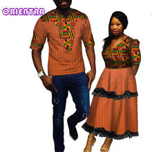 Комплект африканской одежды для пар из 2 предметов, мужская рубашка с Африканским принтом, женское платье макси для влюбленвечерние, африканская одежда WYQ735 2024 - купить недорого