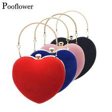 Pooflower forma do coração de veludo garras sacos senhora festa de casamento sacos noite bolsas porm feminino chian bolsa de ombro zh032 2024 - compre barato