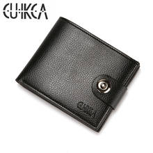 Cuikca-carteiras masculinas de couro, com fecho, carteira com porta-cartões, dobra dupla, interior, zíper 2024 - compre barato