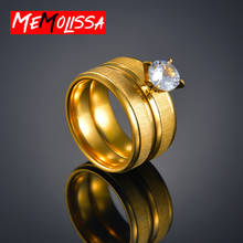 Anillo de compromiso de acero inoxidable para hombre y mujer, sortija de compromiso, color dorado, escarcha, boda, calidad 6MM x 2, 2 unids/set por juego 2024 - compra barato