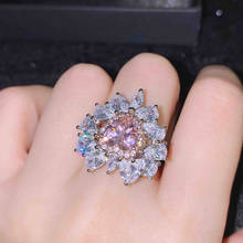 Moda romântico coração anéis inlay rosa cristal zircon jóias de luxo para casamento feminino noivado acessórios de alta qualidade 2024 - compre barato