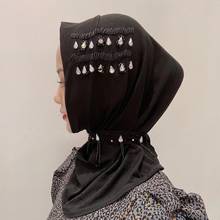 Turbante feminino da moda, cachecol com strass, da moda, com contas, muçulmano, hijab, islâmico, xales árabe, malásia 2024 - compre barato