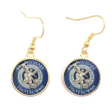 Pendientes de moda St.Michael, protección de Saint Shield, cabujones de cristal de 16mm, Talismán, Santo Cristiano 2024 - compra barato