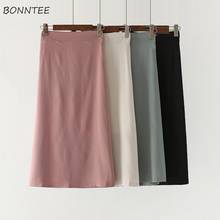 Skirts Women Chiffon Pure Leisure Lovely Girls Outdoor New Soft All-match Mid-calf Daily Chic Ulzzang Summer High Waist Straight 2024 - buy cheap