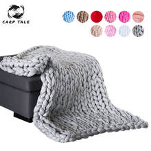 Hand Knitted Chunky Blanket Thick Yarn Weighted Wool Bulky Knitting Throw Blanket Warm Winter Home Sofa Bed Throws Blankets 2024 - buy cheap