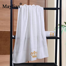 Роскошное полотенце с вышивкой в виде короны для отеля Athena Goddess, белое банное полотенце, хлопковое мягкое Впитывающее большое плотное полотенце 70*140 см T6 2024 - купить недорого
