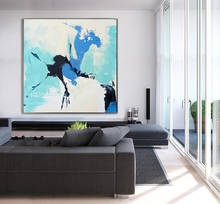 Большая оригинальная Картина на холсте, Синяя абстрактная живопись, белая Абстрактная живопись, тяжелая текстурная живопись, художественная работа, декор для комнаты, настенная живопись 2024 - купить недорого