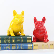 Creative Cute Flocking French Bulldog Home Decor Living Room Desktop Simulation Pet Dog Model Statue Resin Art&Craft X3734 2024 - buy cheap