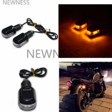 Motocicleta frente traseira led mini turn signal barra de luz final indicador luz do guiador para harley bobber cafe racer scooter 2024 - compre barato