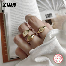 XIHA Gold Color Heart Round Wedding Ring for Women Resizable Initial Letter Ring 925 Sterling Silver Rings Minimalistic 2019 2024 - buy cheap