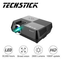 Techstick мини светодиодный проектор с поддержкой Full HD 1080P мультимедийный ЖК-проектор портативный светодиодный видеопроектор HDMI VGA Proyector WF400 домашний кинотеатр 2024 - купить недорого