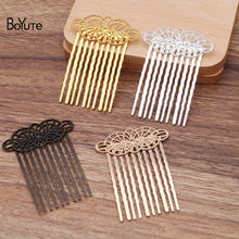 BoYuTe (10 Pieces/Lot) 73*59MM Metal Brass Filigree Flower Hair Comb 10 Teeth Diy Hair Accessories Handmade Materials 2024 - buy cheap