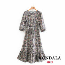 Kondala-vestido midi digital com estampa, manga comprida, gola redonda, vintage, elegante, 2021 2024 - compre barato