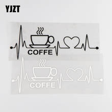YJZT 19,4 × 7,6 см с надписью «I LOVE кофе виниловые наклейки в виде Фотообоев c переводными картинками забавная наклейка для автомобилей творческий сердцебиение черный/серебристый 4C-0430 2024 - купить недорого