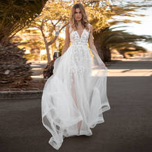Eightale Bohemian Wedding Dress V-Neck Appliques Lace Boho Wedding Gown A-Line Tulle Bridal Dress vestido de noiva princesa 2024 - buy cheap