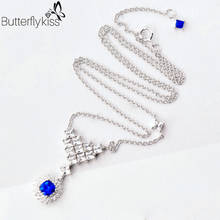 BK 18k Sapphire Pendant Necklaces For Women 4.27g Genuine Gold 585 Square Wedding Female Luxury Fine Jewelry Length 45cm  Custom 2024 - buy cheap