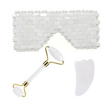 White Crystal Jade Sleep Eye Mask Face Massage Roller Guasha Board Scraper Set Natural Stone Cold Therapy Eye Massage Mask Tool 2024 - buy cheap