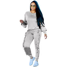 Autumn winter solid women tracksuit Two piece set ruffle woman tshirts+sweatpants Black outfits for women matching sets 2024 - buy cheap