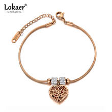Lokaer CZ Crystal & Heart Charm Bracelets Bangle For Women Stainless Steel Snake Chain Bohemia Beach Bracelet Jewelry B19119 2024 - buy cheap