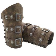 Faux Leather Wide Bracers Medieval Retro Arm Guards Armor Cuff 2024 - buy cheap