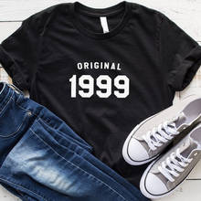 Camiseta con estampado de letras estéticas para mujer, Camisa de algodón Original de 22. ª cumpleaños, camisetas Tumblr para chica, envío directo, 1999 2024 - compra barato