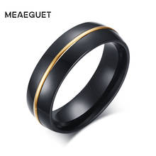 Кольцо Meaeguet мужское, черное, для свадьбы, 6 мм, золотого цвета, с верхними и отполированными краями, размер США 2024 - купить недорого