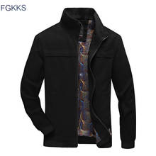 Fgkks jaqueta masculina casual de marca, casaco grosso, masculino, para outono inverno, de cor sólida, gola alta 2024 - compre barato