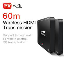 Беспроводной передатчик и приемник для передачи аудиосигнала PX 60M HDMI-совместимый удлинитель-переходник для камеры/ПК к телевизору/проектору 1TX 4RX 2024 - купить недорого