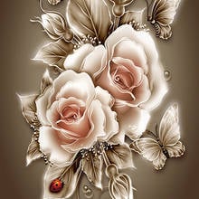 Div 5d duas flores florais de rosa amor borboleta joaninha pintura completa de diamante kits de ponto cruz arte panorâmica 3d pintura por diamantes 2024 - compre barato