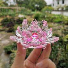 Figuritas Fengshui de flores para decoración del hogar, adornos de flores de loto de cristal de 8 colores, decoración del banquete de boda, regalos, recuerdo 2024 - compra barato