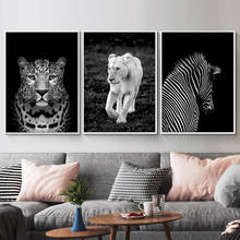 Leopard Lion Zebra Artwork Wall Picture Black White Animal Canvas Art Poster and Print Nordic Painting Modern Home Decoration 2024 - buy cheap