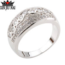 Anel de platina com diamante simulado, anel de banda larga lindo da moda com anel feminino ruili 2024 - compre barato