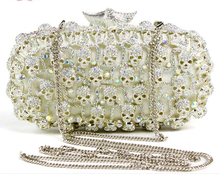 Women's  skull Clutch bag Luxury Multicolor Diamond Evening Bag Designer Match Wedding Bridal Party small clutch Purse Handbags 2024 - buy cheap